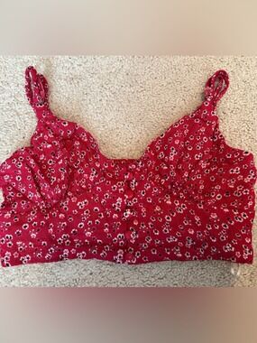 Princess Polly Red Floral Crop Top with Adjustable Straps